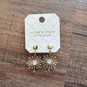 Altar'd State Gold and Cream Starburst Earrings